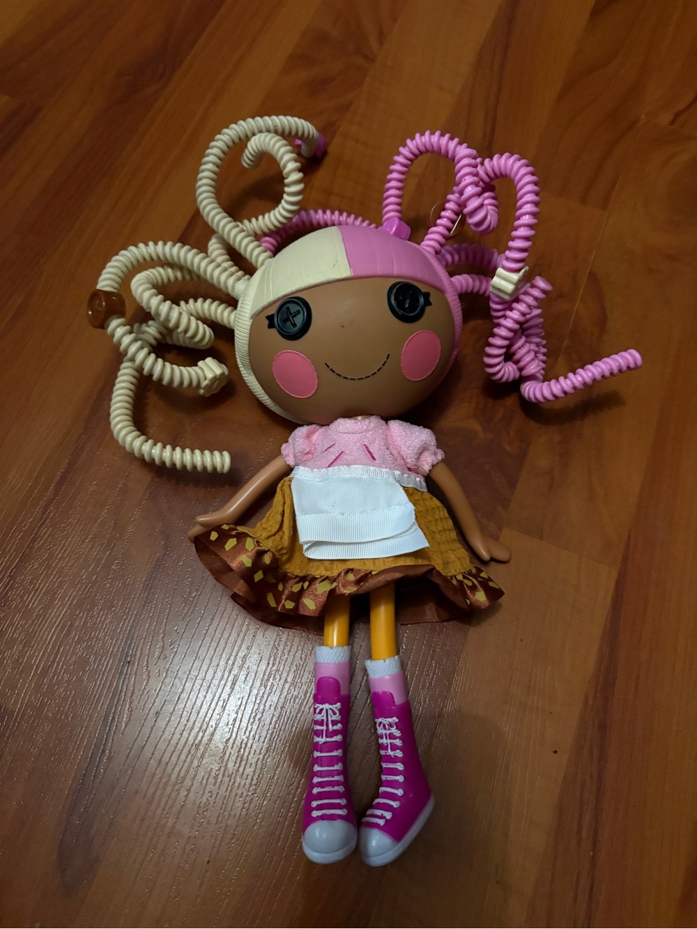 Curly-Hair Fashion Play Doll in Pink & Cream with Brown Skirt